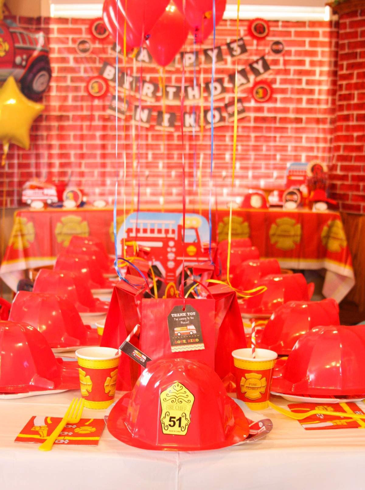 Niko's Three Alarm Fire House 3rd Birthday Party - Fire Truck / Firefighter