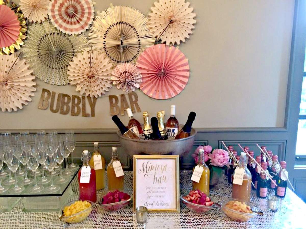 Bubbly Bar, Blush, Pink & Gold Bridal/Wedding Shower Party Ideas
