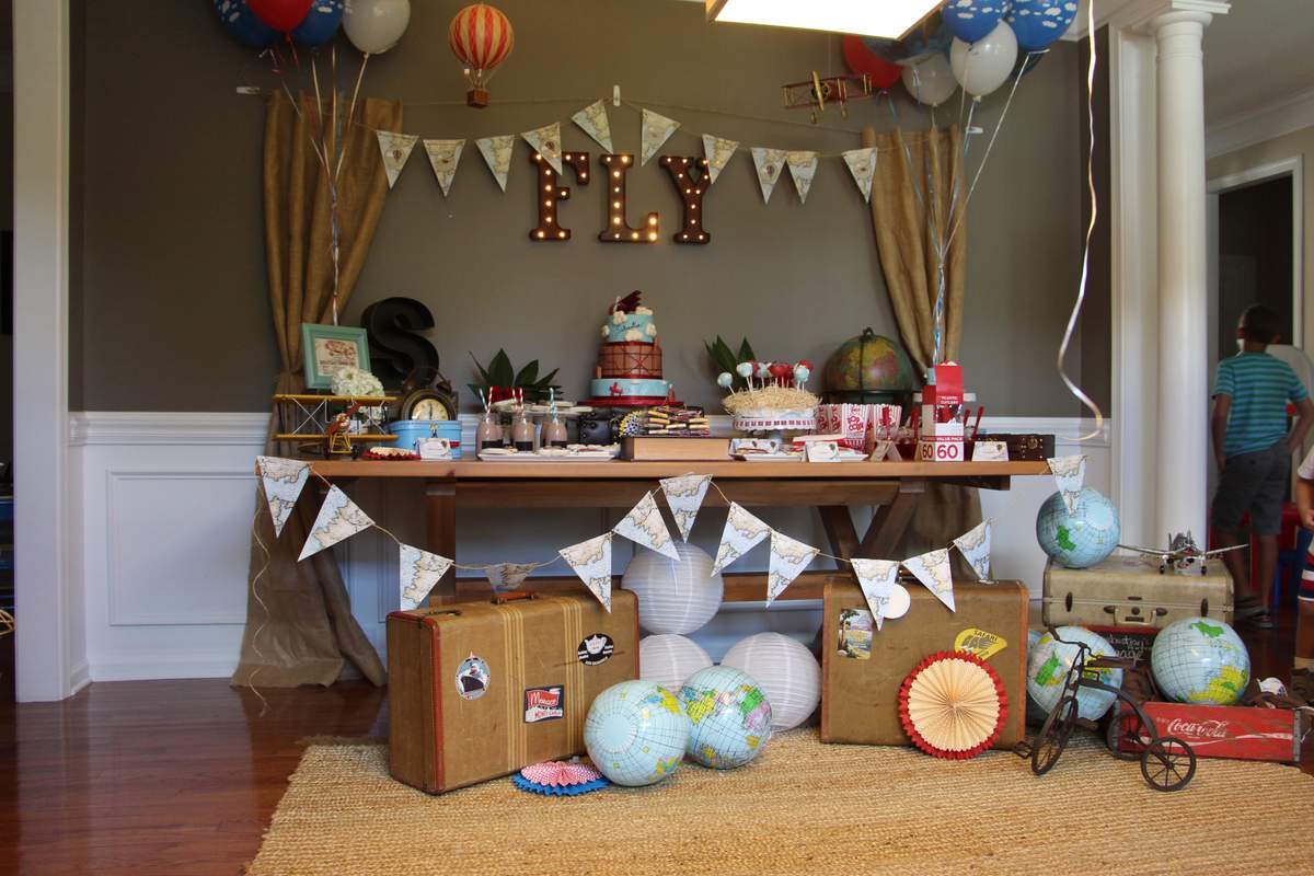 Sebastian's First Birthday party - Vintage Airplanes/Word travel 