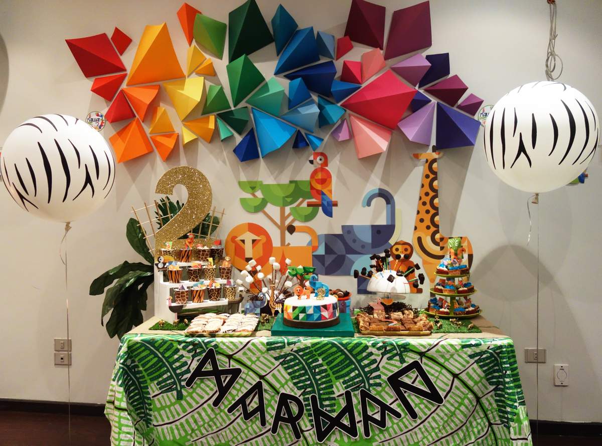 Geometric animal kingdom Birthday Party Ideas Photo 1 of 2 Catch My Party