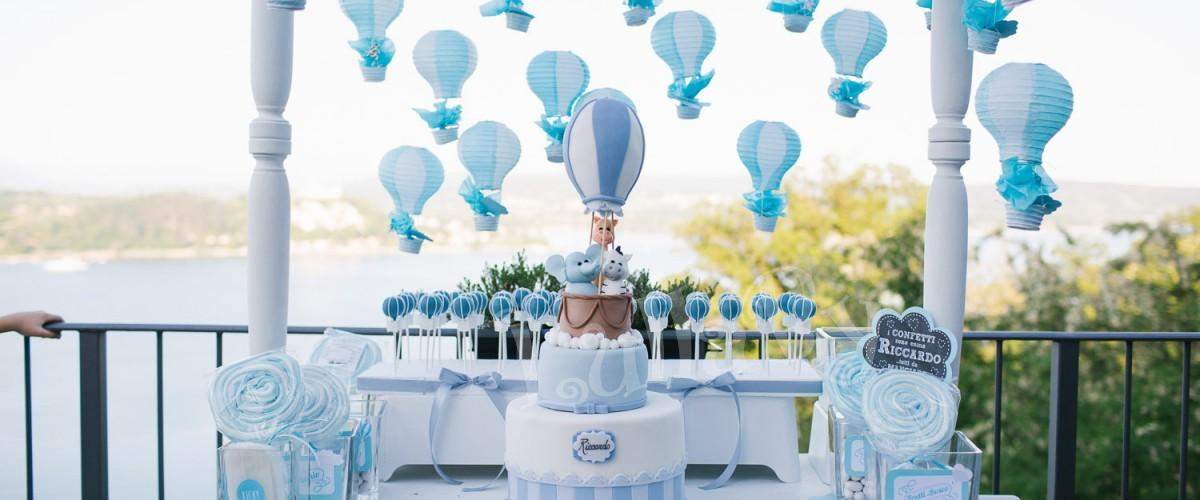 Hot Air Balloon / Baptism "Hot air balloon party White and Blue My