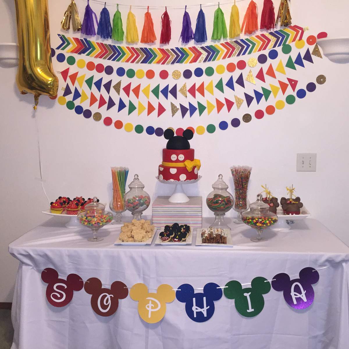 Mickey Mouse colorful/rainbow Birthday - Mickey Mouse Rainbow Colorful 