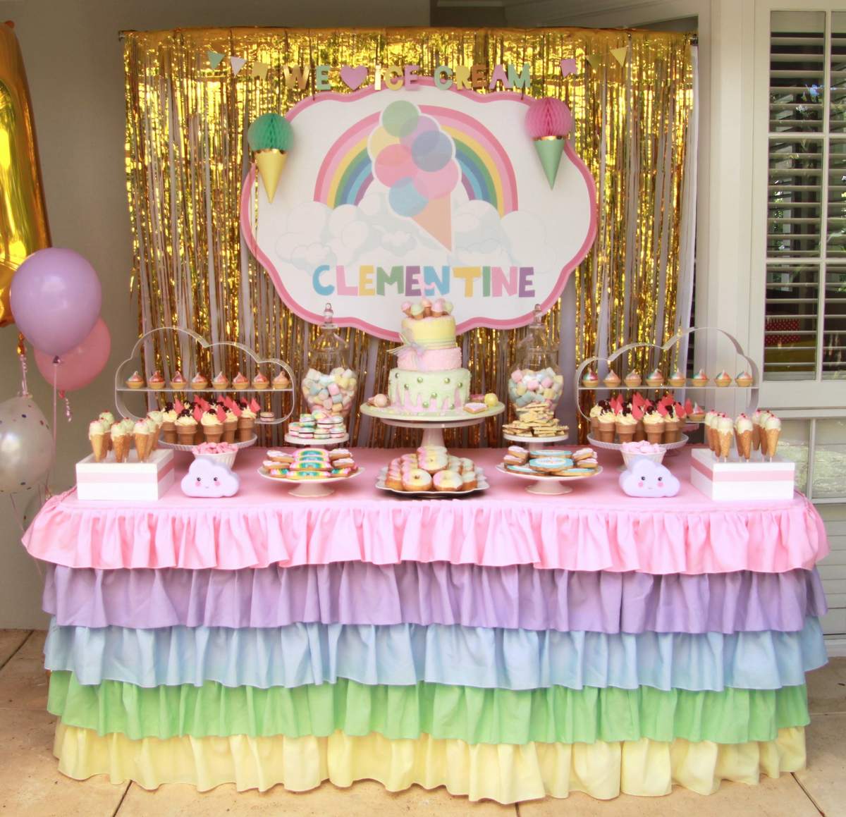 Celebration time for Clementine! - Pastel rainbow and Icecream