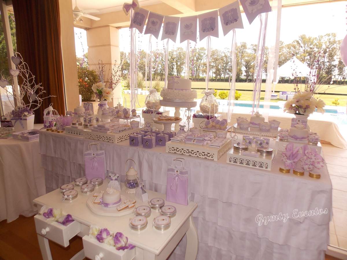 Comunion para Sofia - Comunion en colores lavanda y blanco