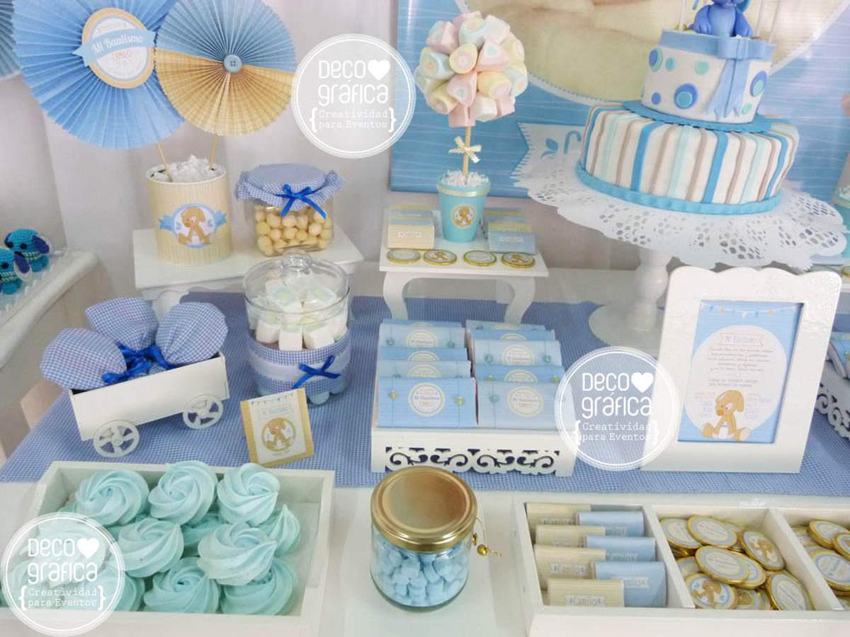 El Bautismo de Camilo - Cream & Light Blue