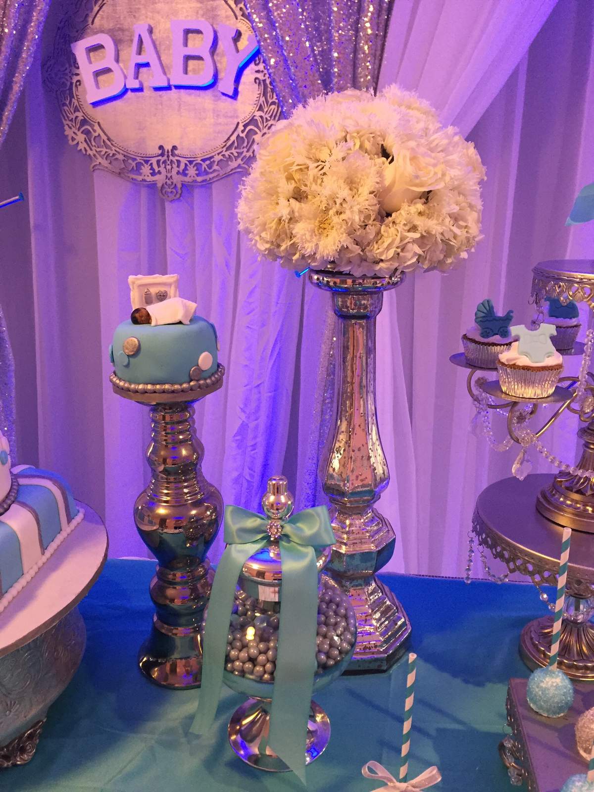 Baby Boy on the Way with a Glitz baby shower Baby Shower Party Ideas