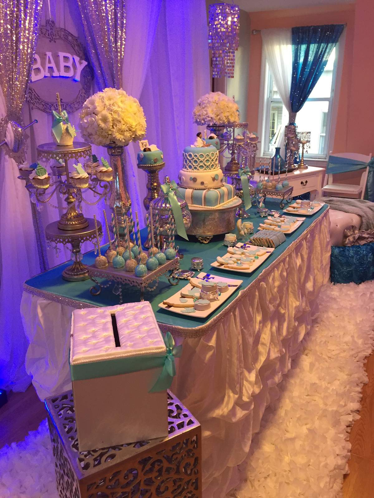 Baby Boy on the Way with a Glitz baby shower Baby Shower Party Ideas