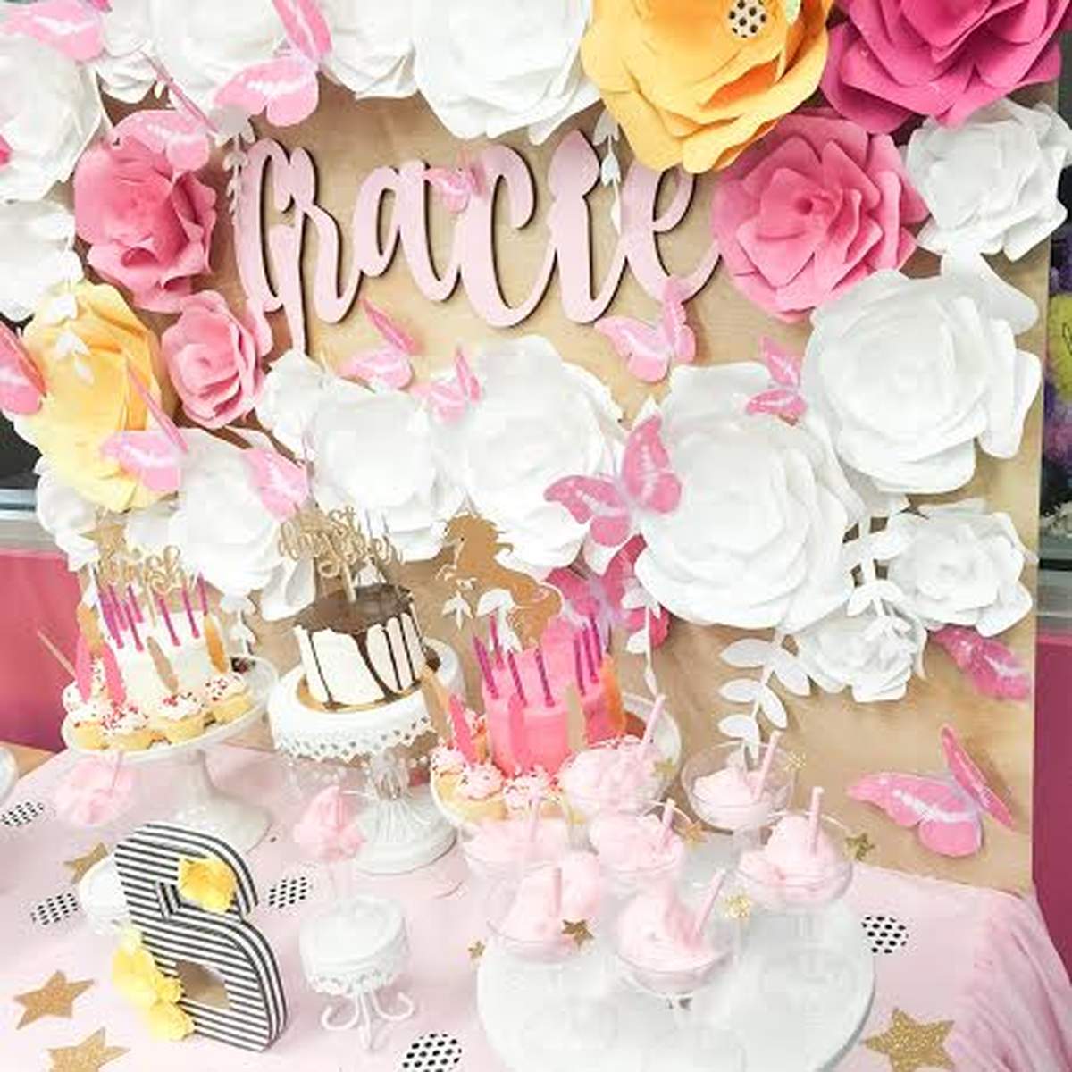Gracie's 6th Birthday Extravaganza!  - Flowers Unicorns Feathers Cats Hearts Stars Butterflies 