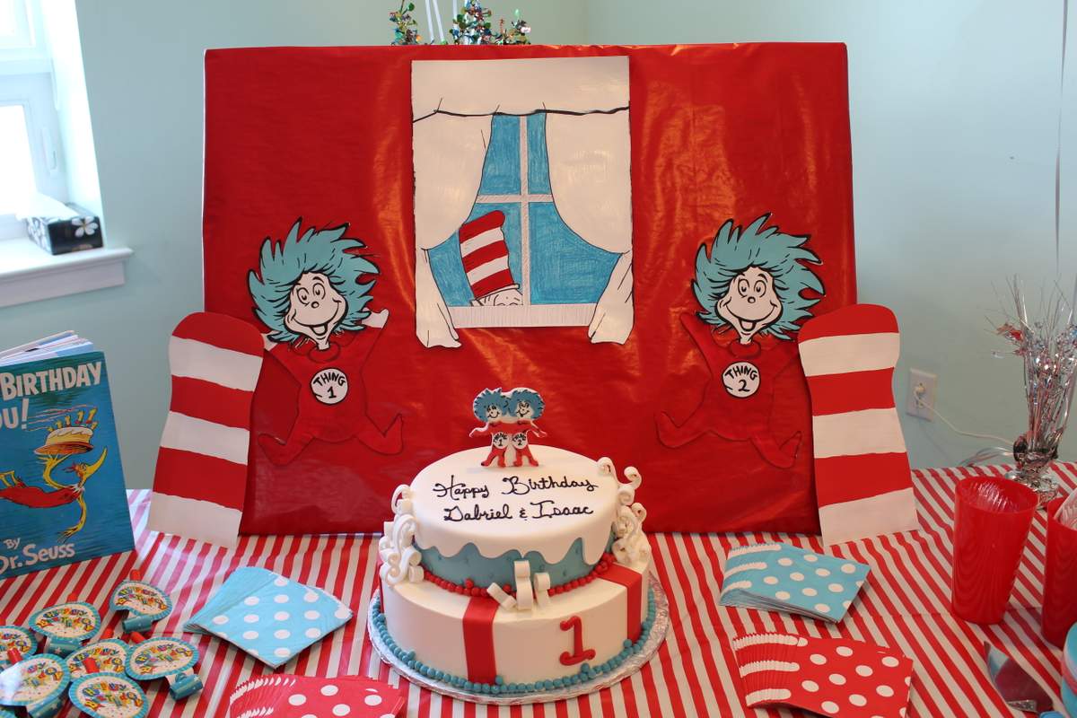 Gabriel & Isaac's 1st Birthday - Cat in the Hat