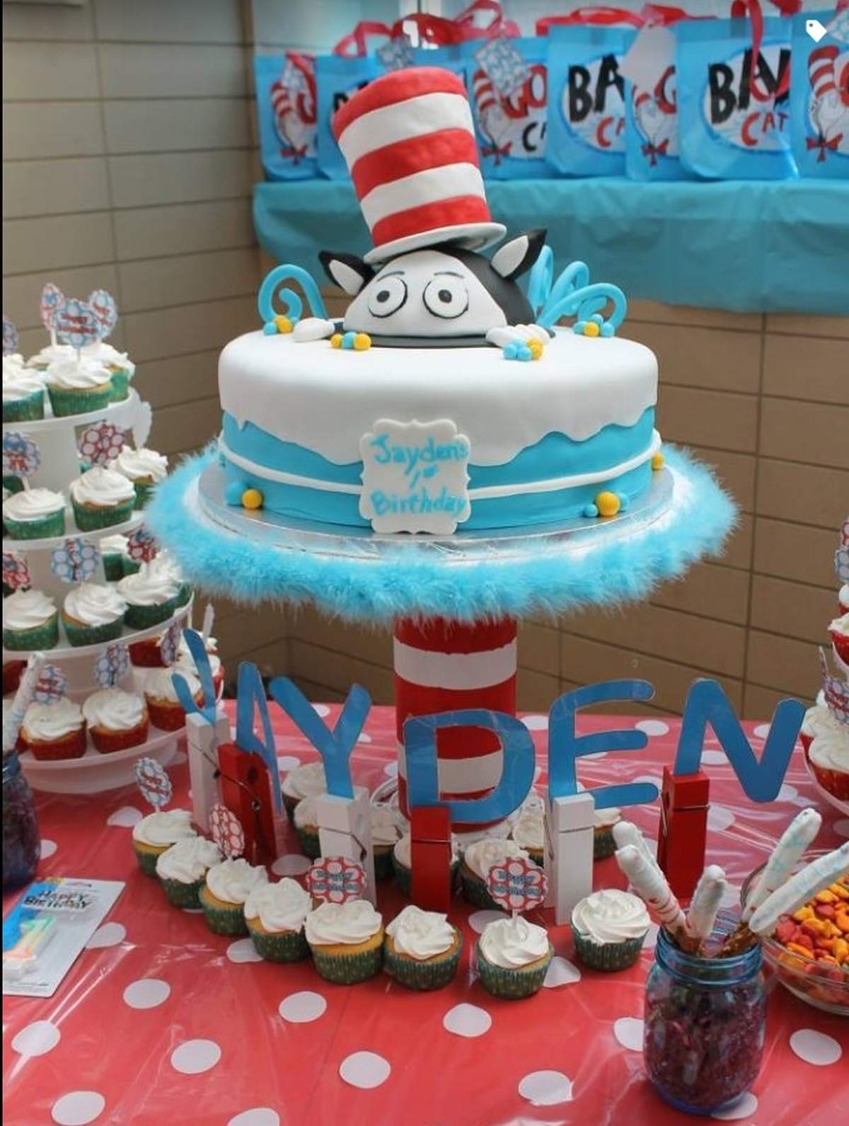 Jayden 1st bday  - Dr seuss cat in the hat 