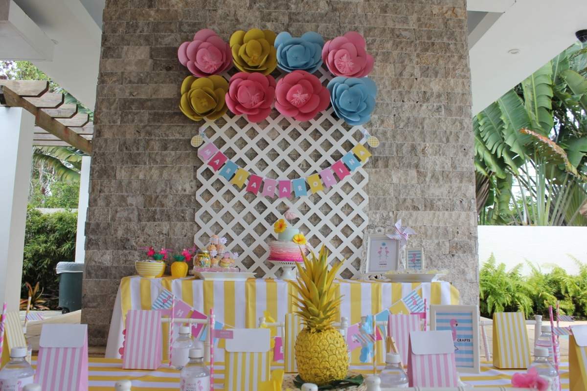 "Flamingos and pineapples at the cabana" - Luau / Hawaiian
