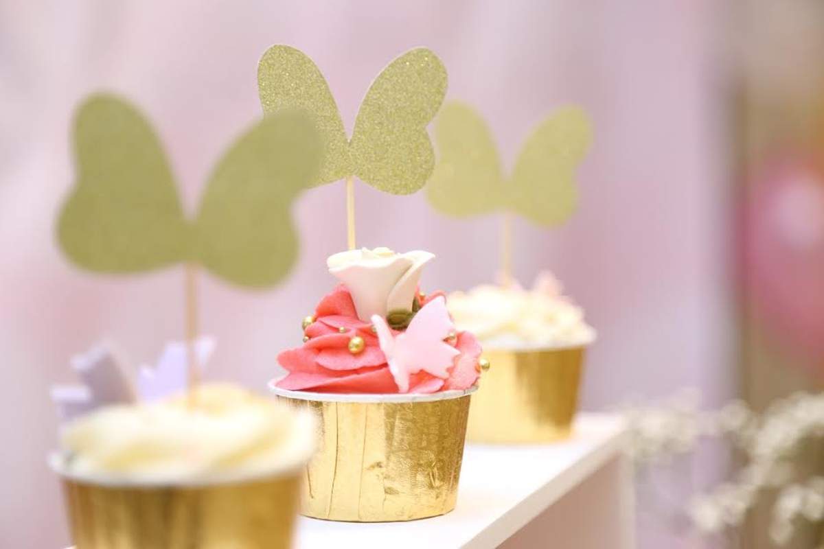 Pink & Gold Butterfly Theme Birthday Party Ideas Photo 2 of 30
