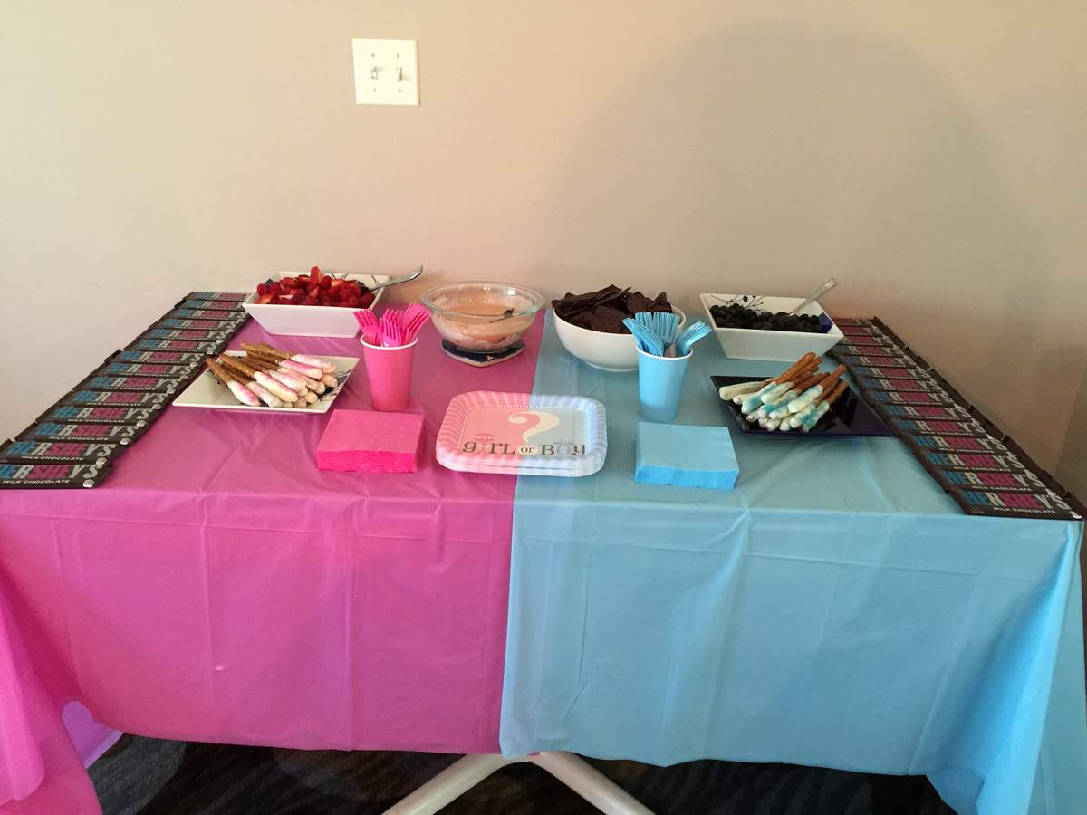 Baby Gender/Name Reveal - Pink and Vlue