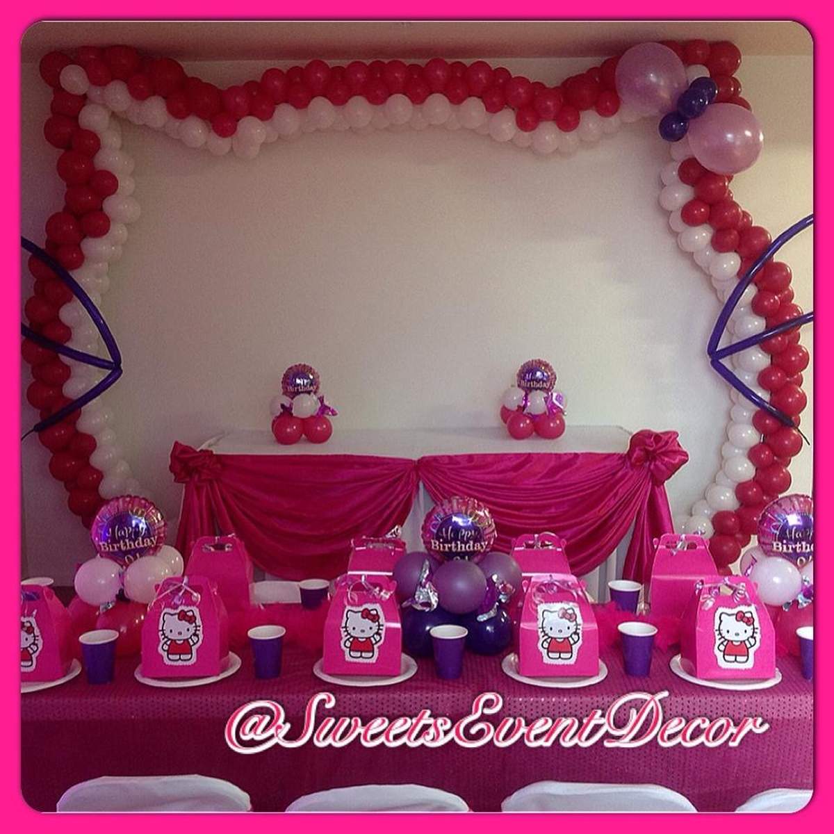 Kitty Theme Decor Set Up by: Sweets Event Decor  - Hello Kitty