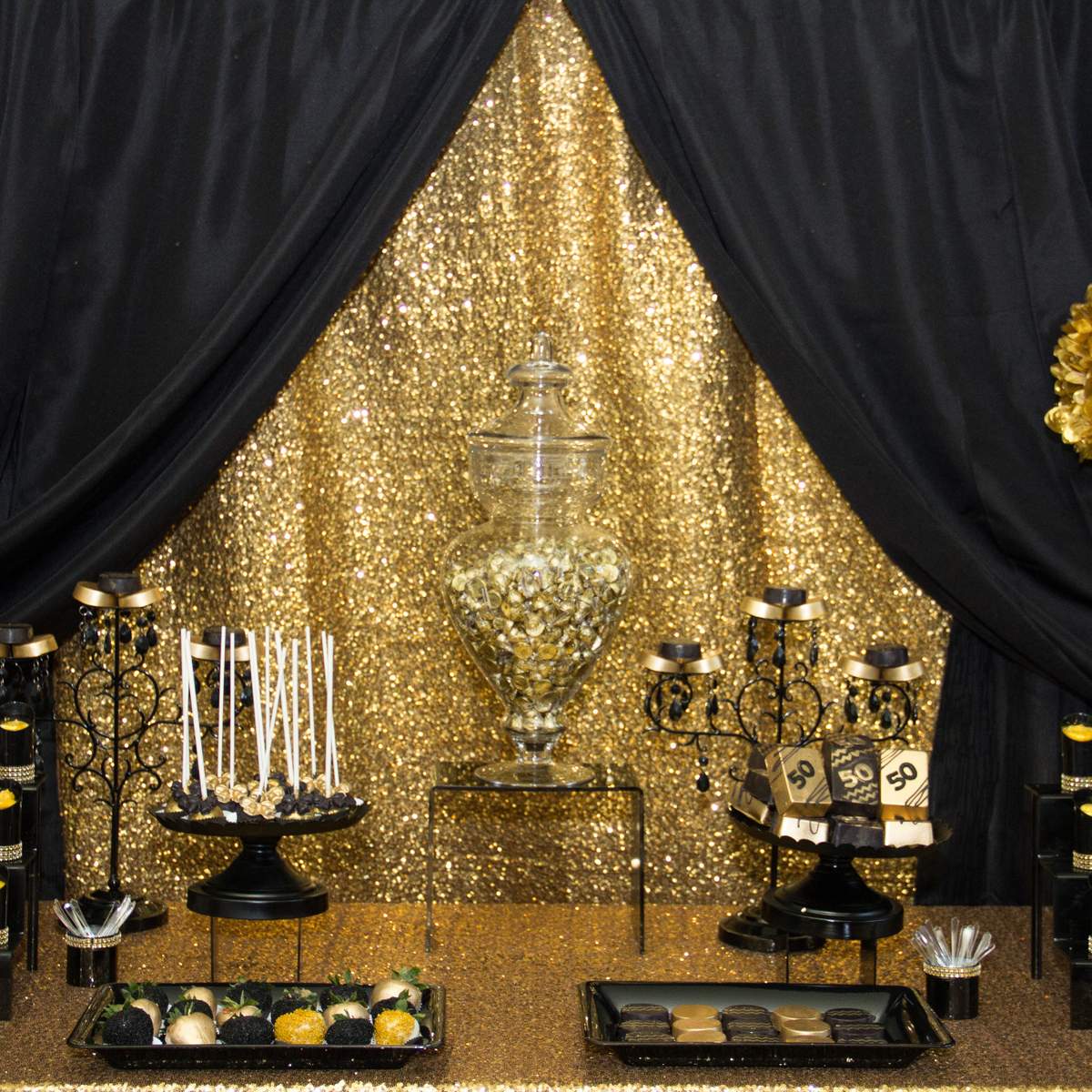 Elegant Black and Gold 50th - Black and Gold 