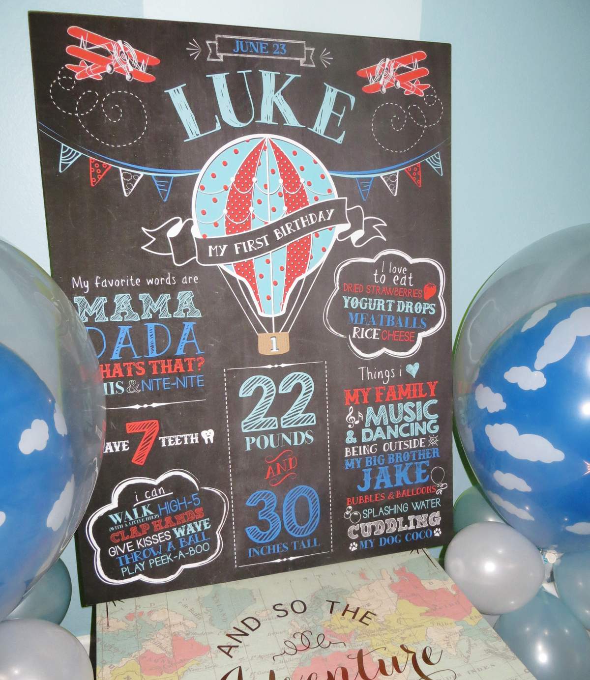 Luke's First Birthday, Times flies when your having fun! - Hot Air Balloon, Airplane