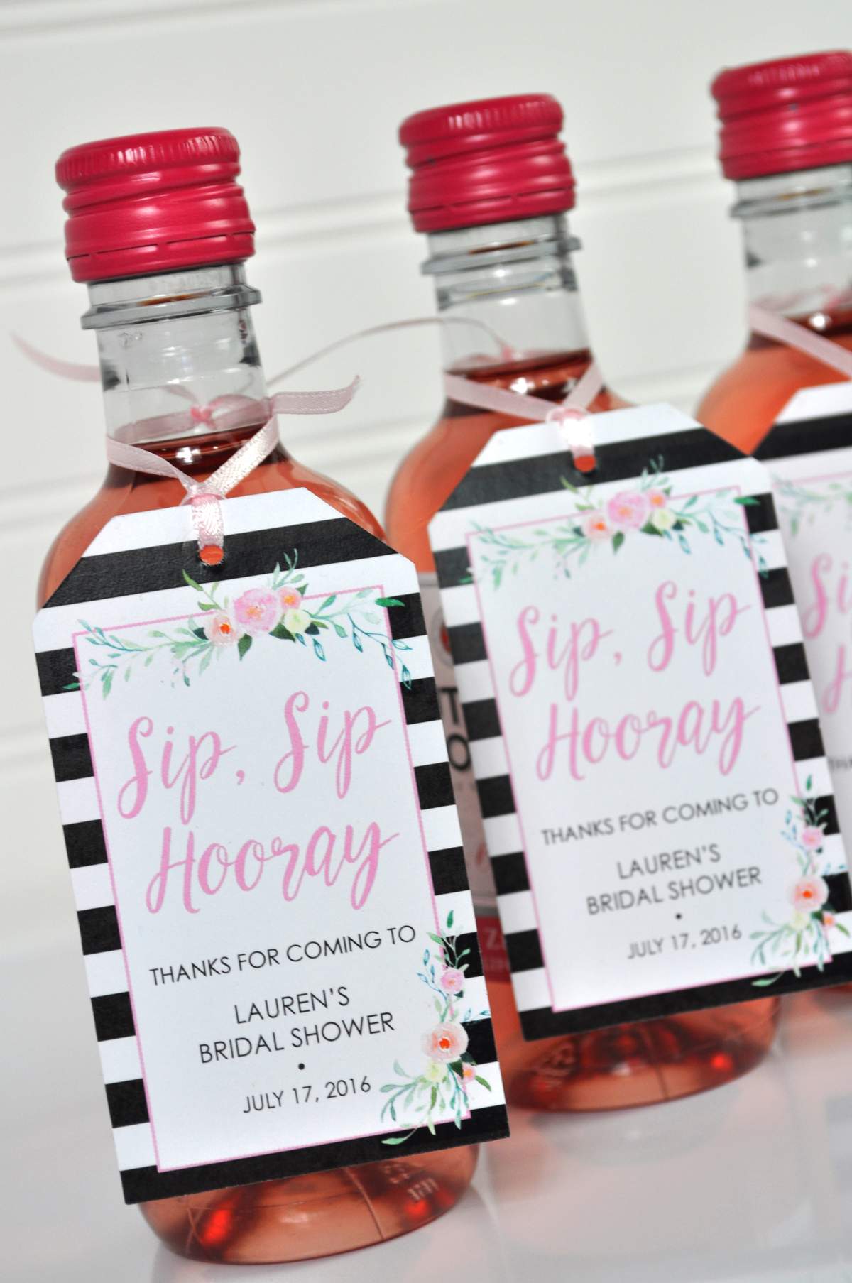 Bridal Shower, Bachelorette Party, Wedding Shower - Black and White Stripe with Pink