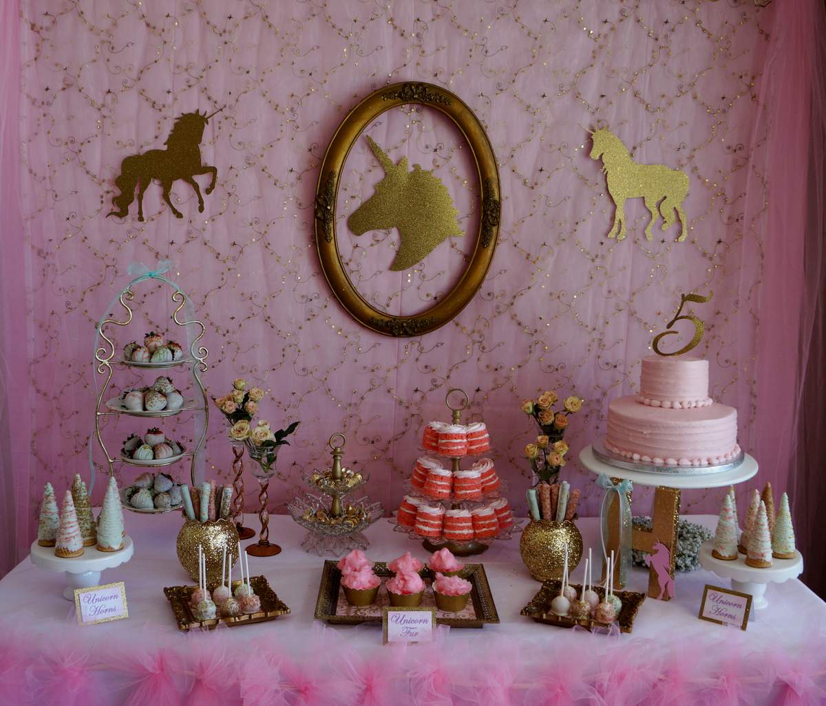  Unicorn Birthday party - Heidi's Unicorns Gold Pink Mint Green