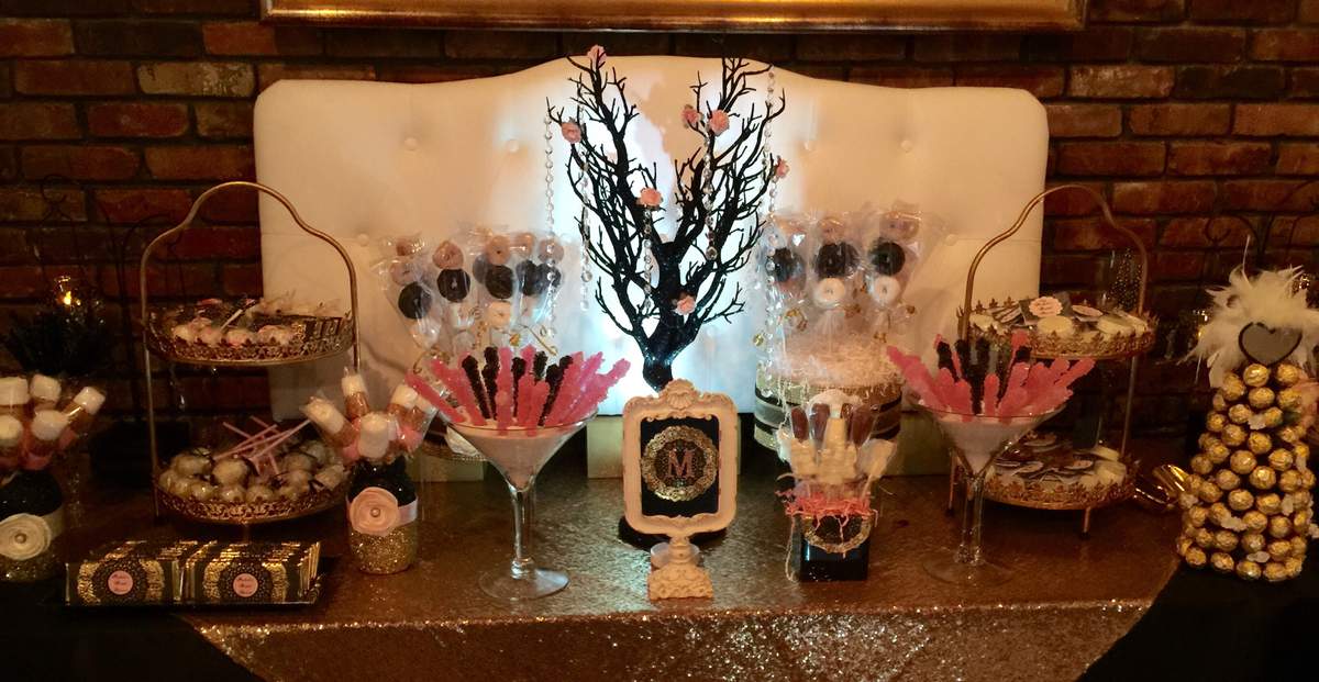 Gold, black and blush Bridal/Wedding Shower Party Ideas Photo 42 of