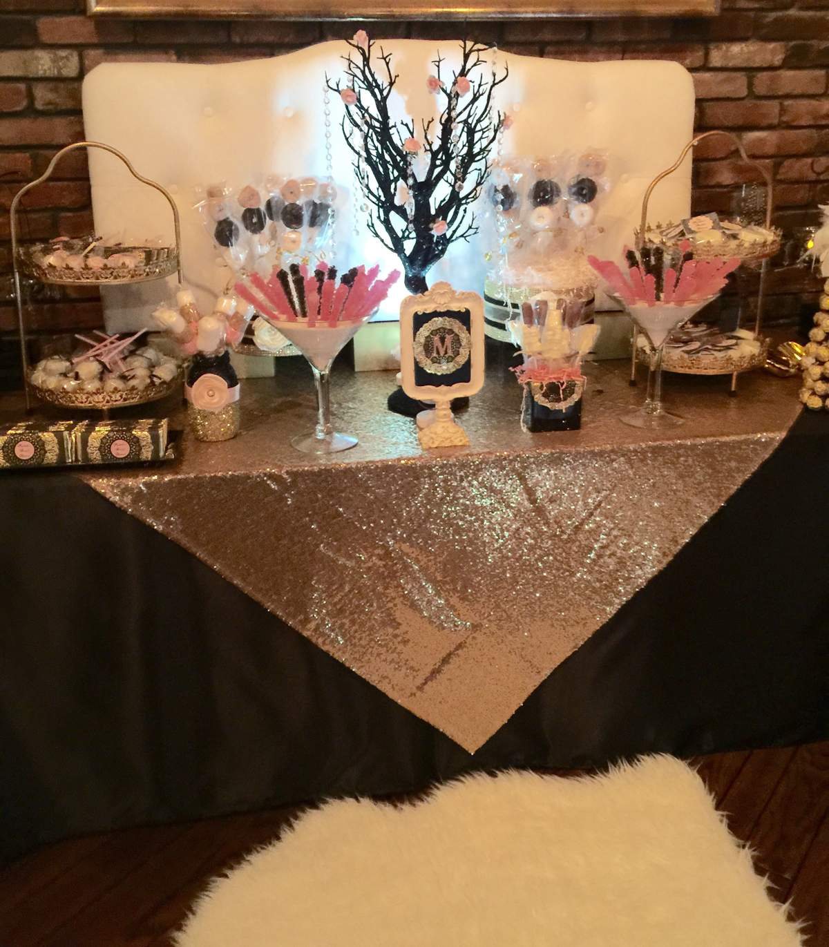 Gold, black and blush Bridal/Wedding Shower Party Ideas Photo 34 of