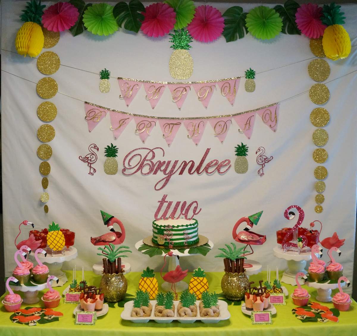 Brynlee's Flamingos and Pineapples Birthday Party - Flamingos and Pineapples