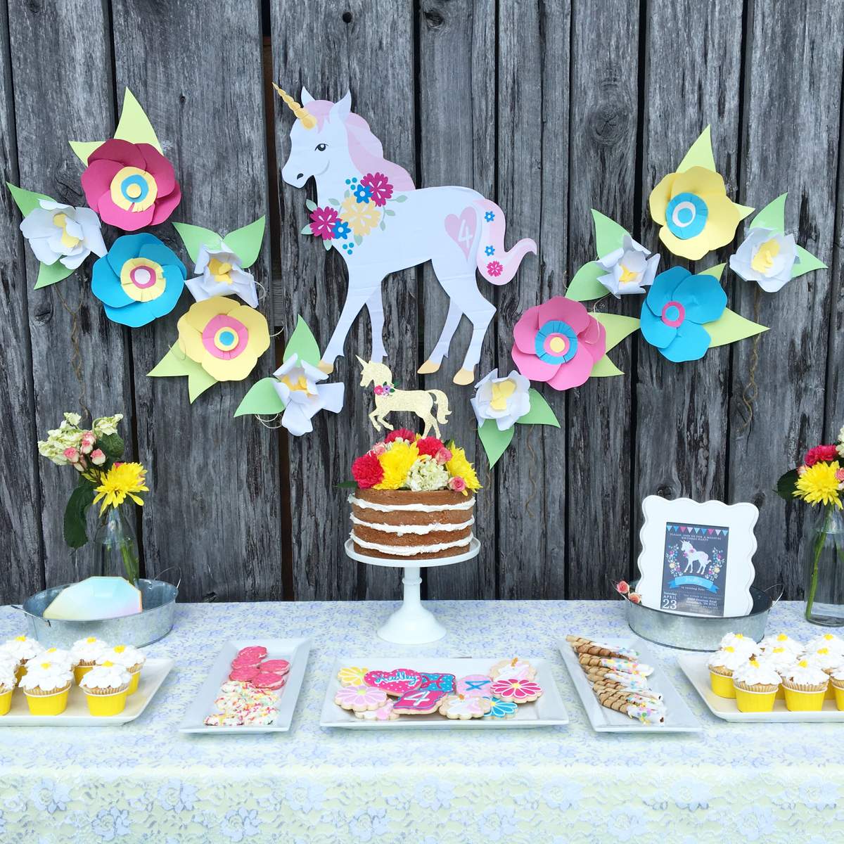 Hadley's 4th Unicorn's and FlowersBirthday Party - Unicorns & Flowers