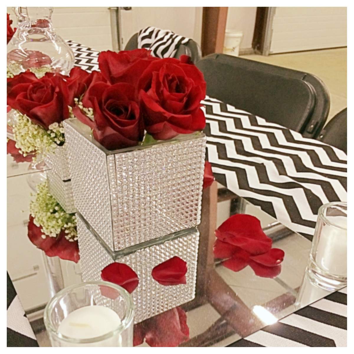 55th Birthday Soiree Tablescape - Chevron
