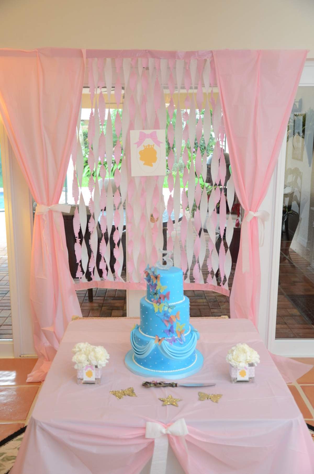 Princess Party  - Princess and Butterflies decor to match the Birthday girls custom gown!
