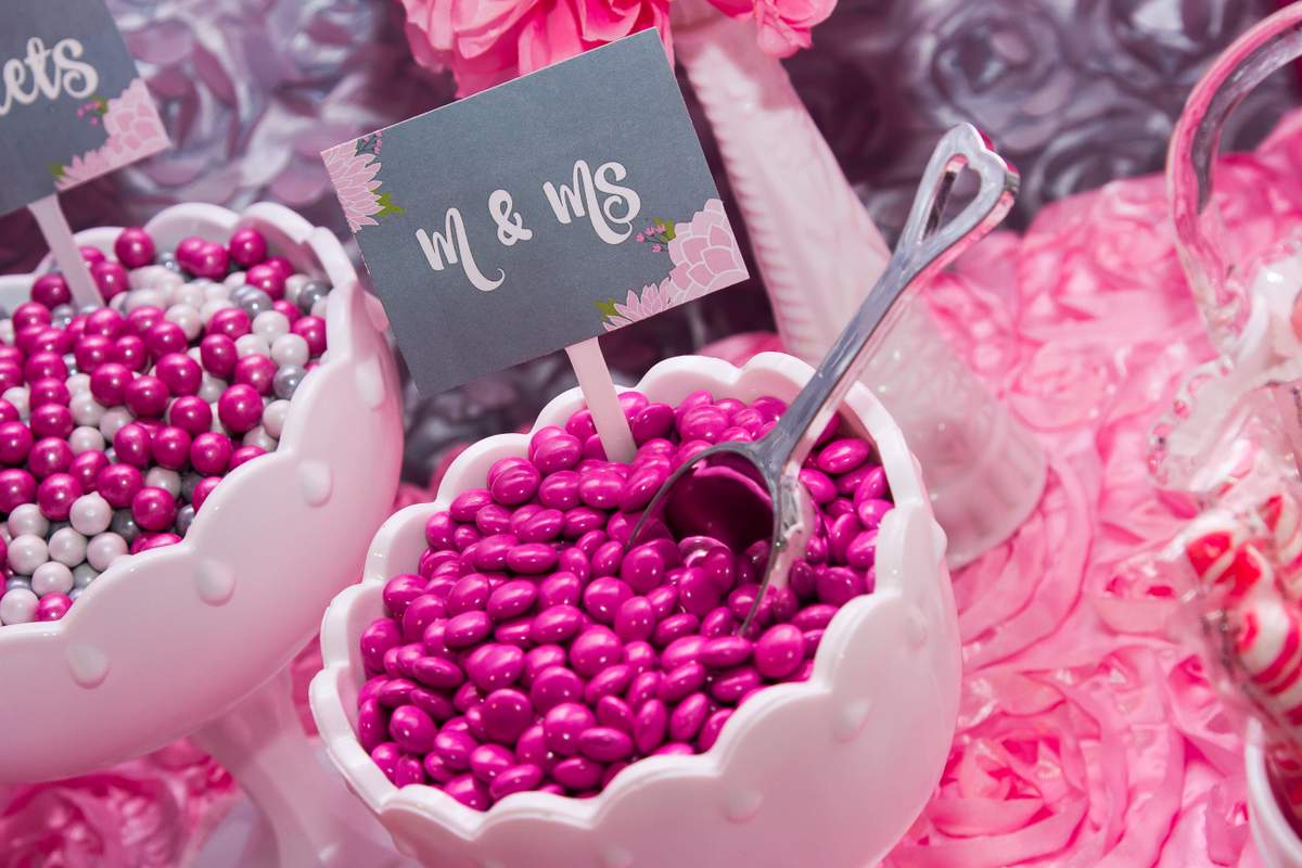 Floral, Pink, Gray, and White Baby Shower Party Ideas Photo 4 of 25