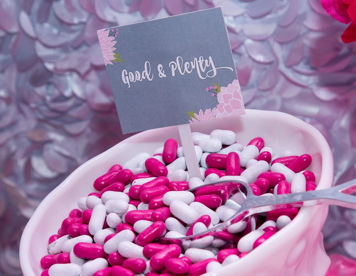 Floral, Pink, Gray, and White Baby Shower Party Ideas Photo 4 of 25