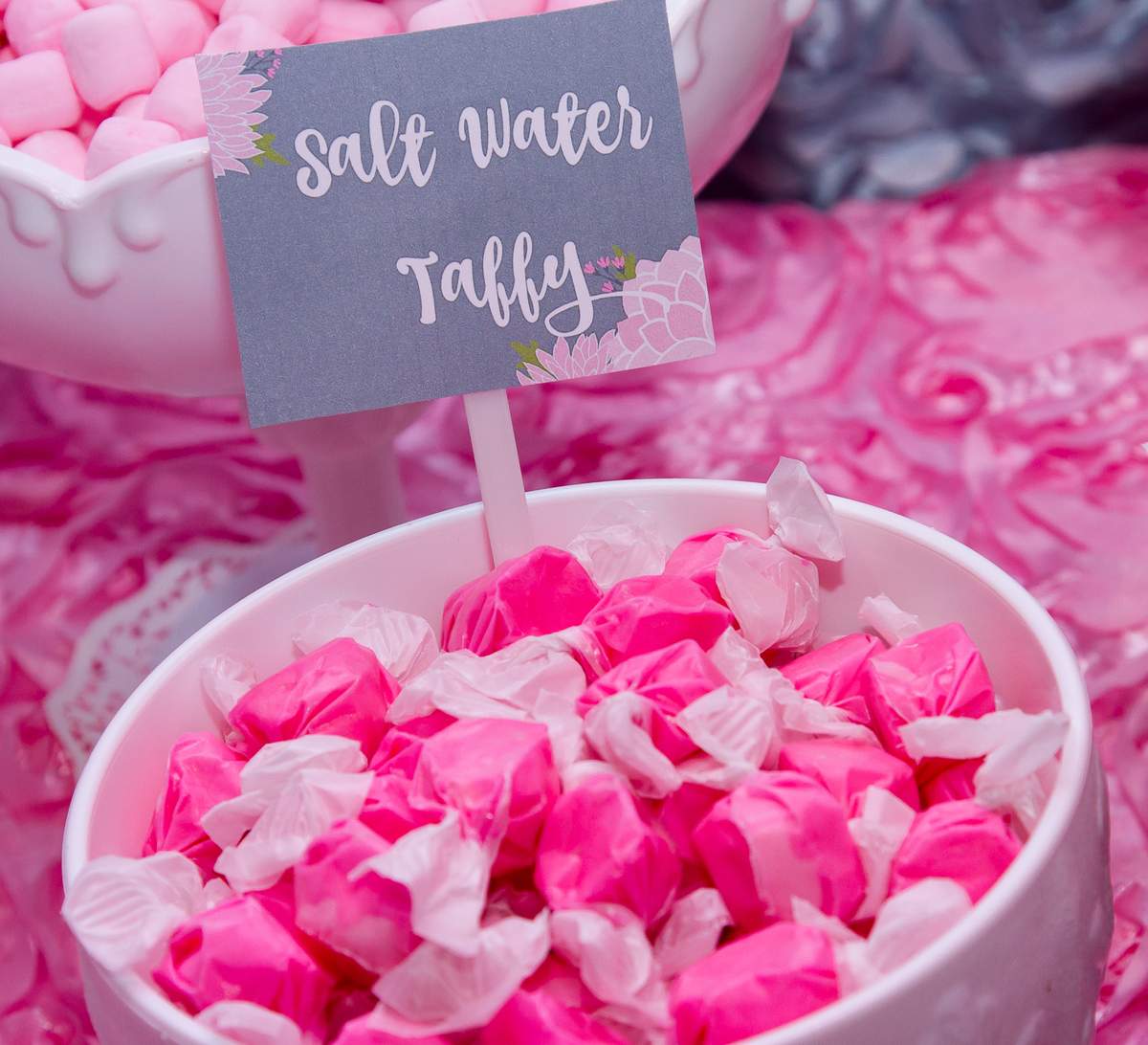Floral, Pink, Gray, and White Baby Shower Party Ideas Photo 4 of 25