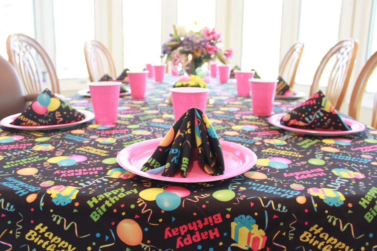 Mima's Birthday Party - Happy Birthday Tablecloth 