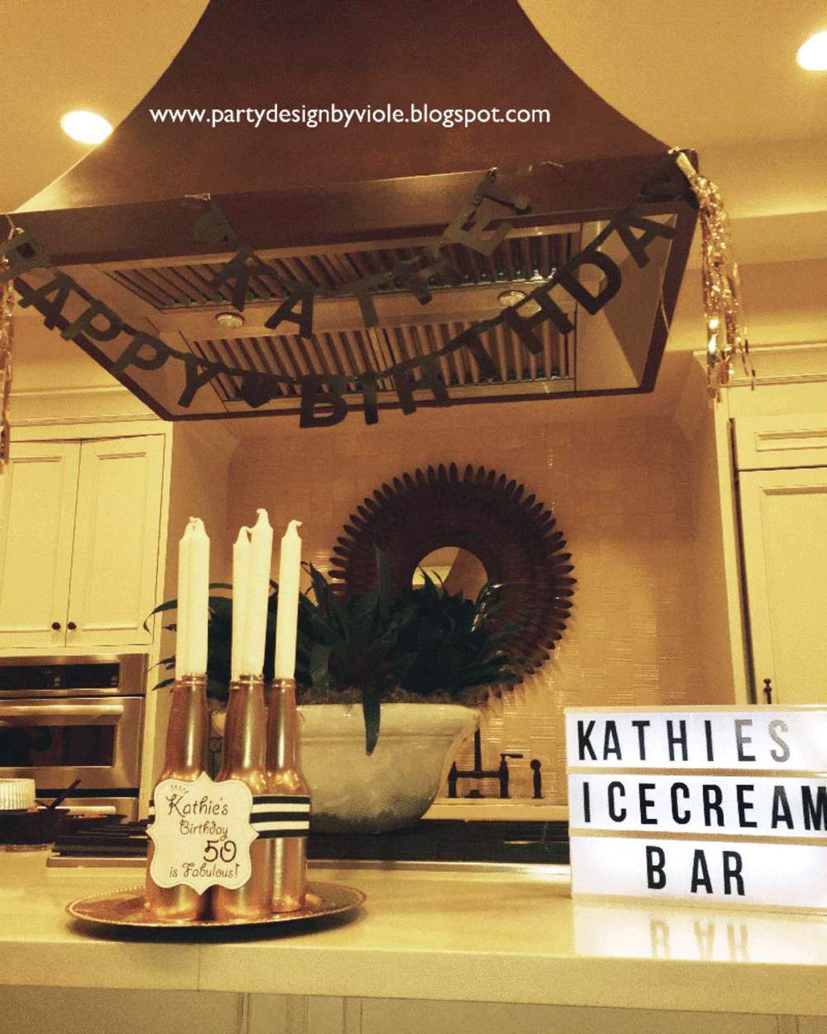 50 is Fabulous Ice Cream Bar - Gold Black & White, elegant and natural
