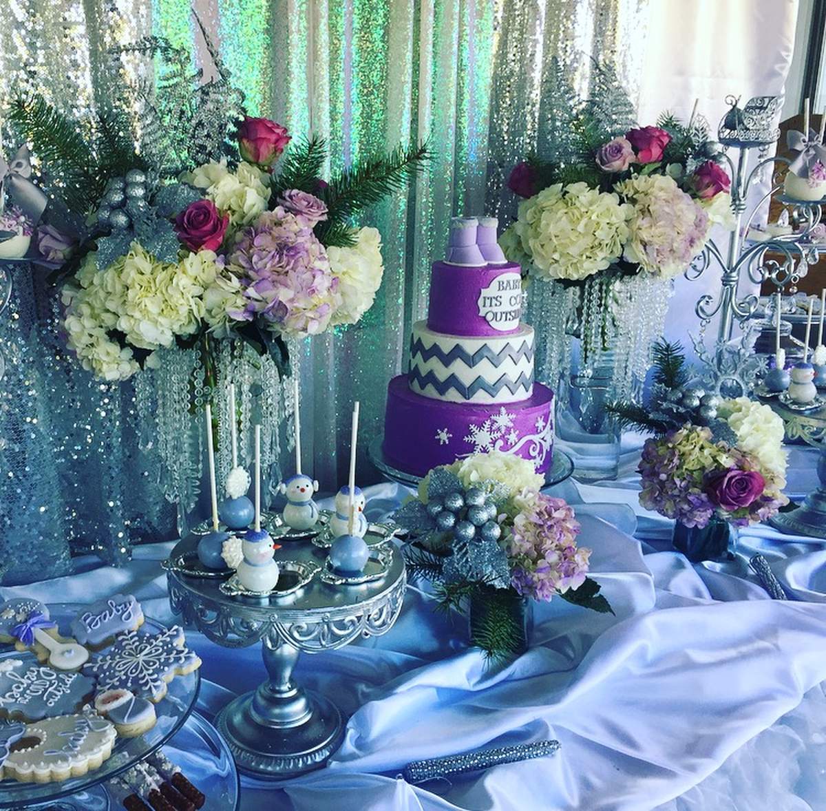 Baby Its Cold Outside - Winter/Christmas/Floral/Silver/Lavender 