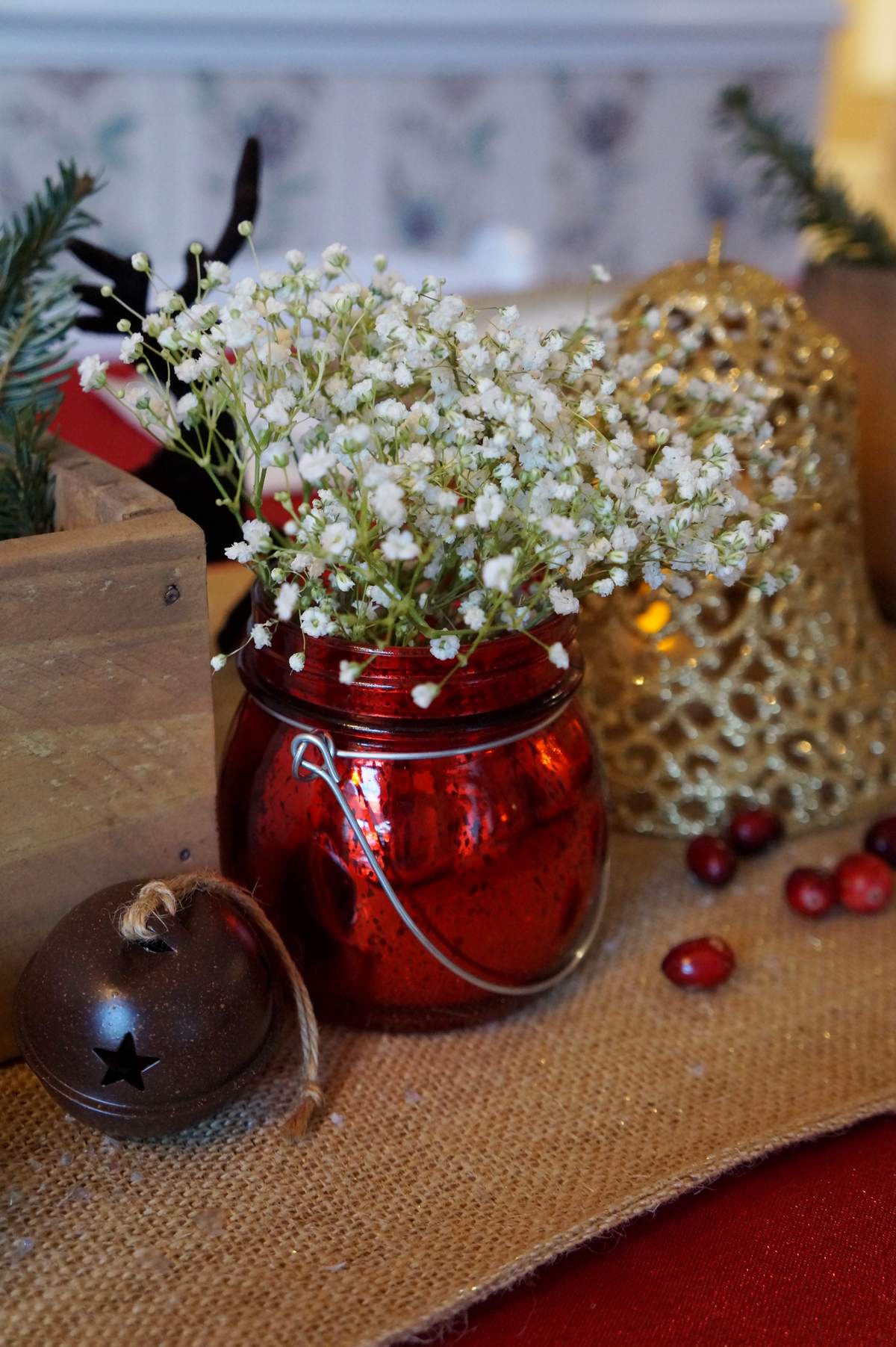 Rustic, red, gold, deer Christmas/Holiday Party Ideas | Photo 9 of 45