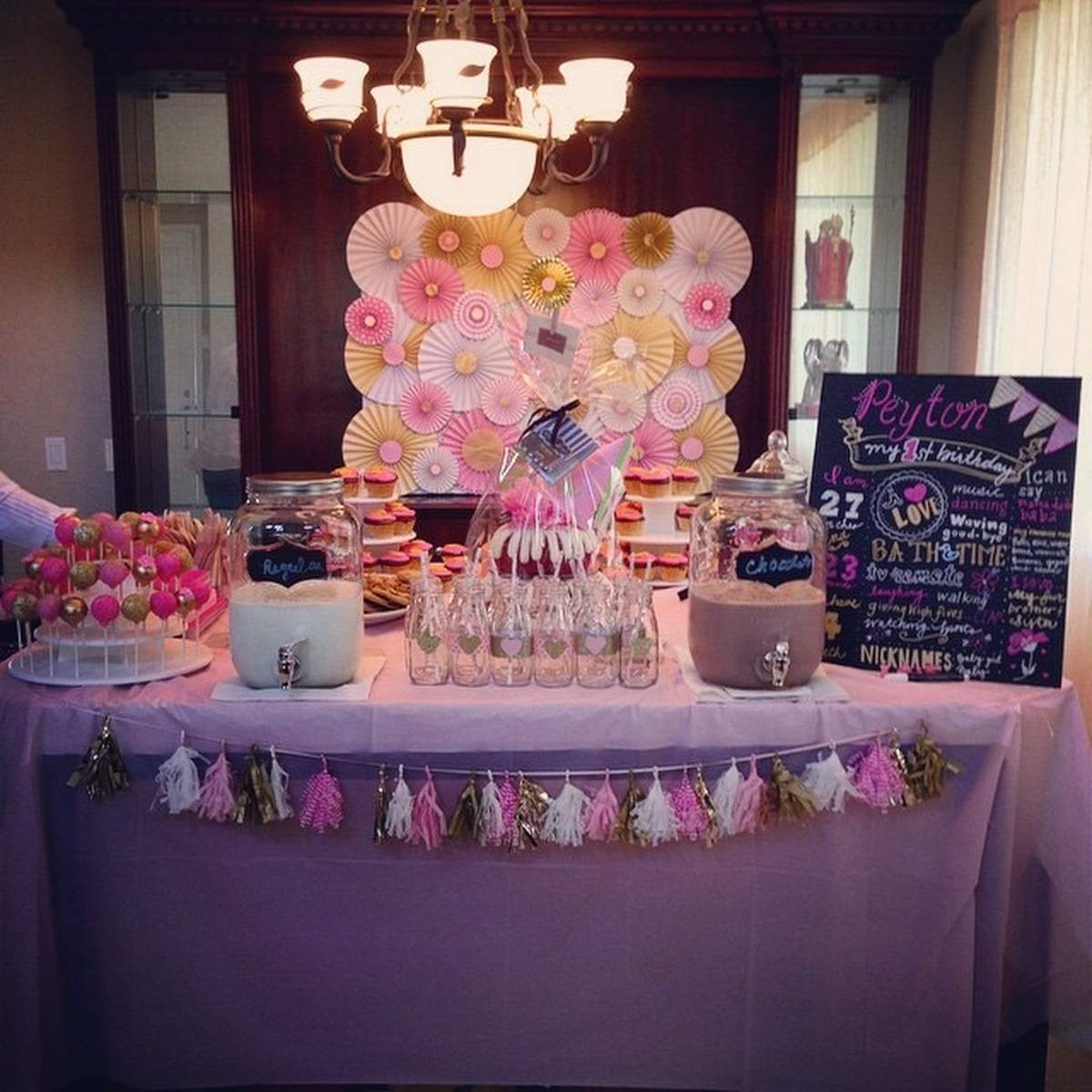 Peyton's first birthday  - Pink and gold 