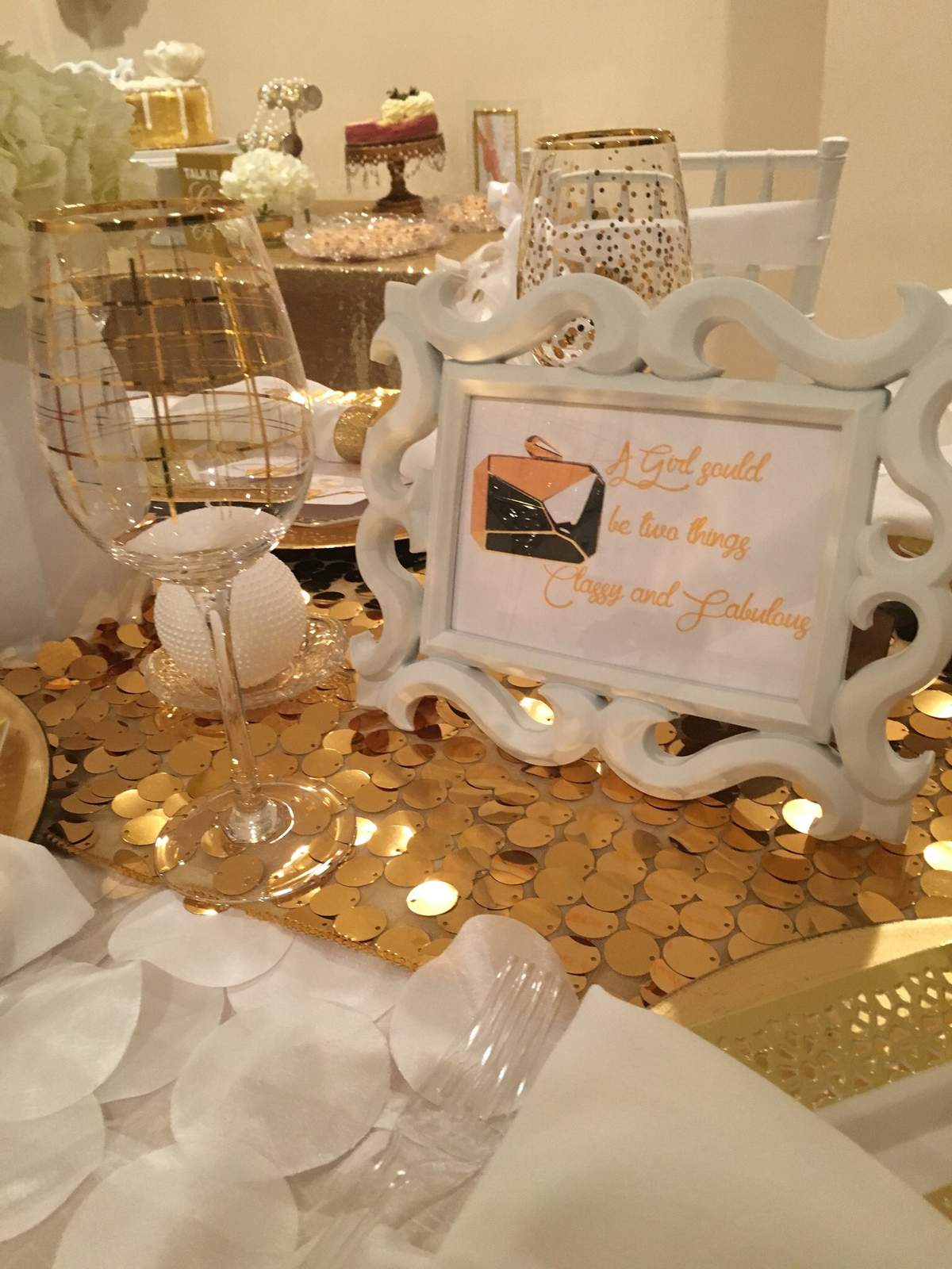 Gold and white Birthday Party Ideas Photo 6 of 52 Catch My Party