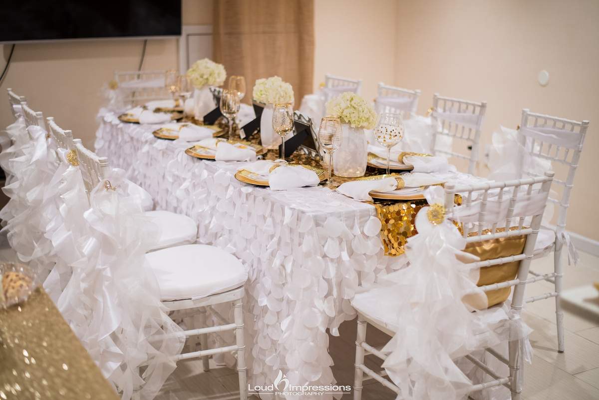 Gold and white Birthday Party Ideas Photo 6 of 52 Catch My Party