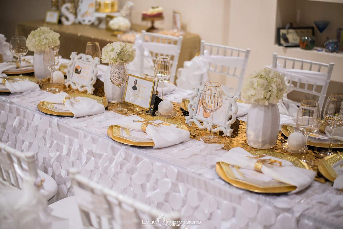 Gold and white Birthday Party Ideas Photo 6 of 52 Catch My Party