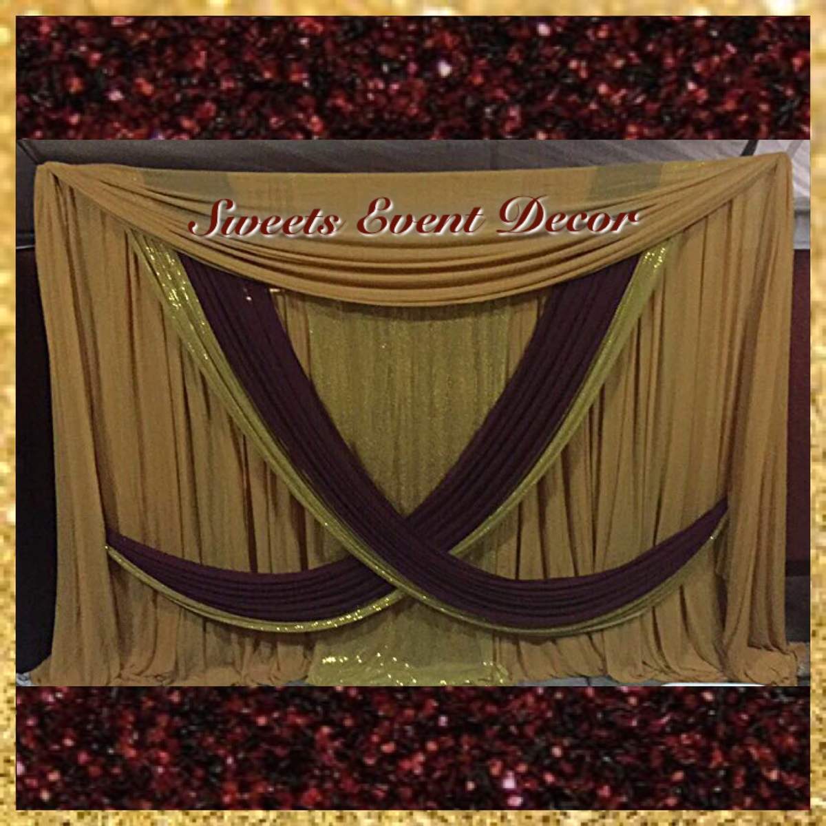 July's Surprise Party Backdrop - Gold & Burgandy 