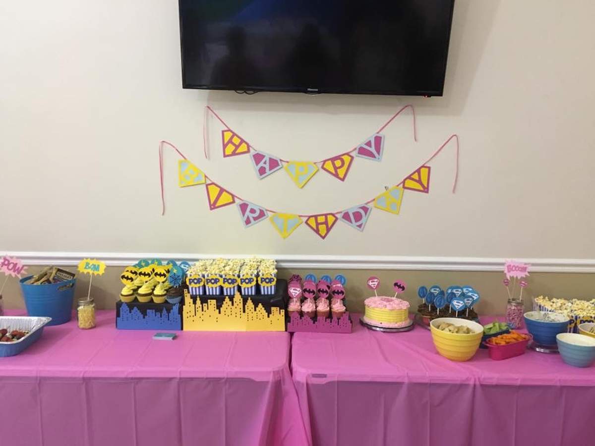 Claire & Caroline's Superhero Birthday Party - Girl Superhero 