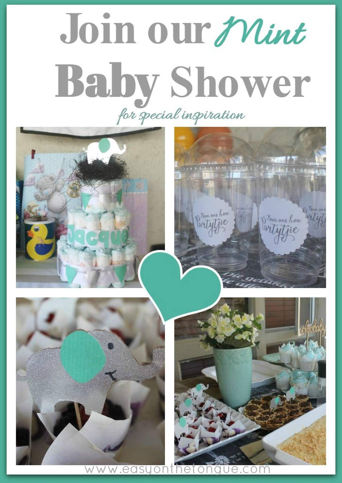 Mint / Baby Shower "Join our Mint Baby Shower" Catch My Party