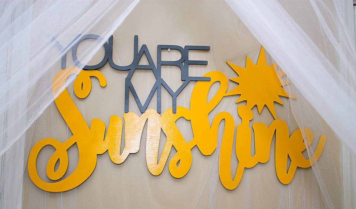 You are my Sunshine - Yellow and Gray with elephants 