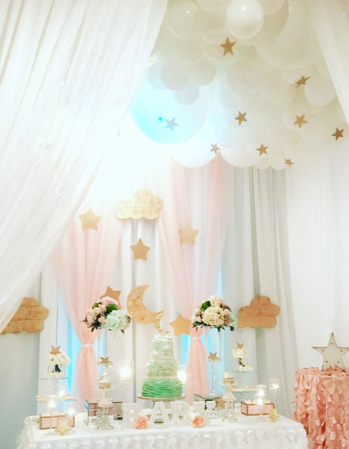 Sky Moon And Stars Baby Shower Party Ideas Photo 2 Of 22 Catch Le Baby Girl Shower