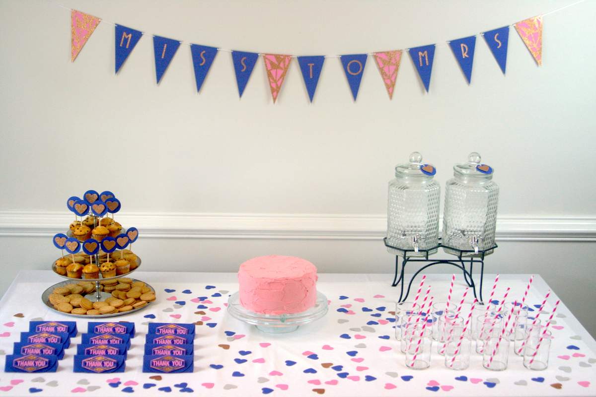 Glittery Love Bridal Shower - Blush, Navy, and Gold Glitter Geometric