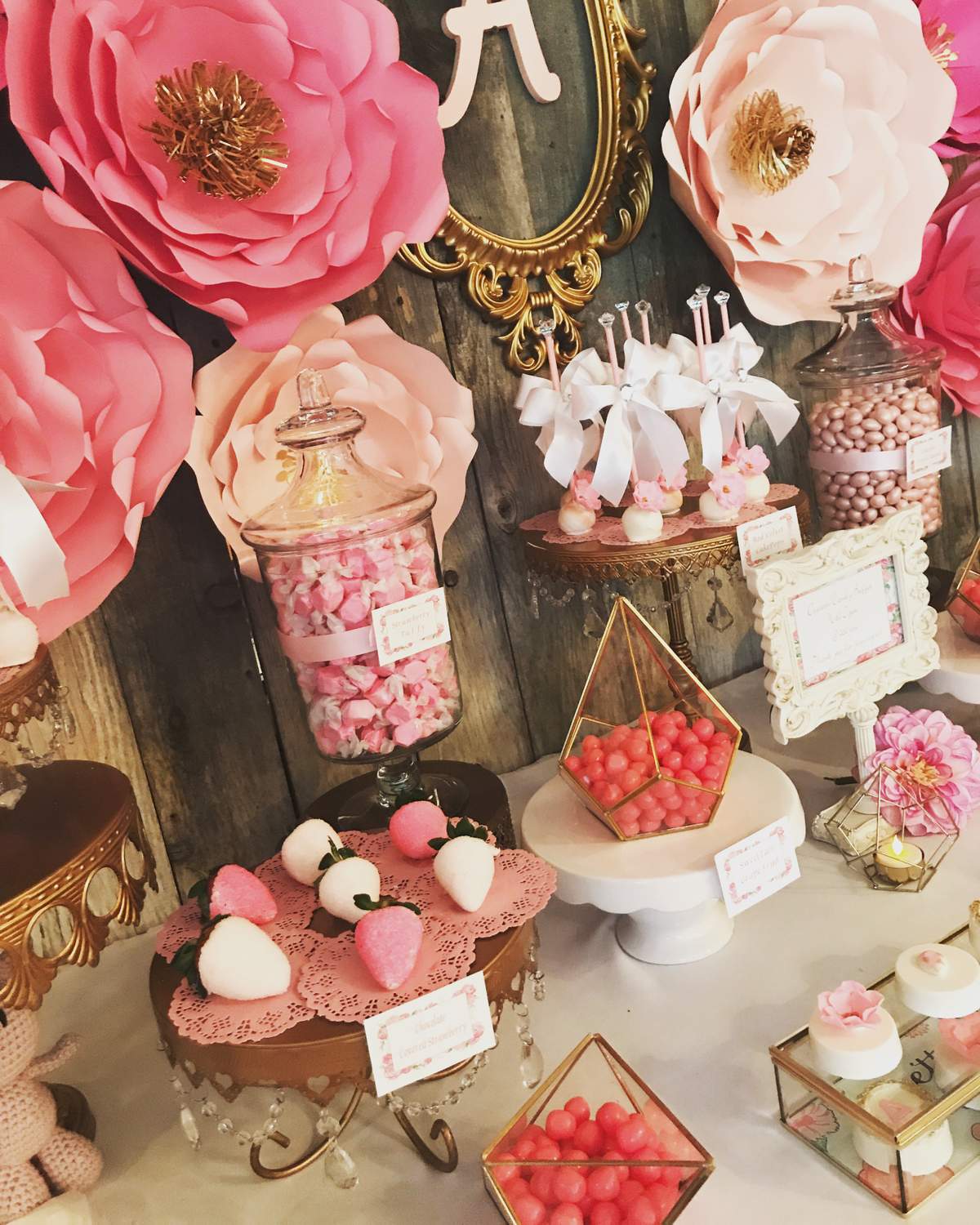 Flower backdrop with gems Baby Shower Party Ideas Photo 3 of 9