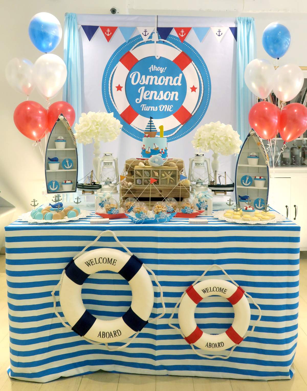 Tovaglioli Di Carta Nautical Baby A Tema Timone E Ancora, 16 Pezzi, 2 Veli, Per Festa Di Compleanno
