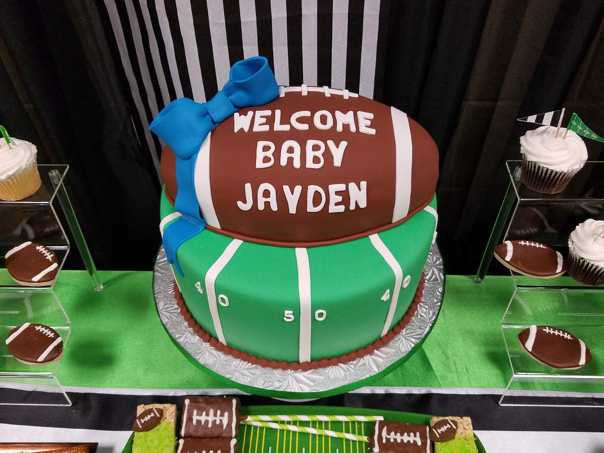 Pittsburgh Steelers Baby Shower Cake / Black and Yellow Cake, image size:1200x900
