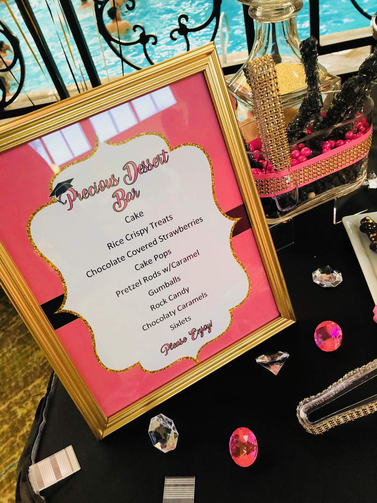 Class of 2018 Graduation Dessert Table  - Pink, White, Black and Gold 