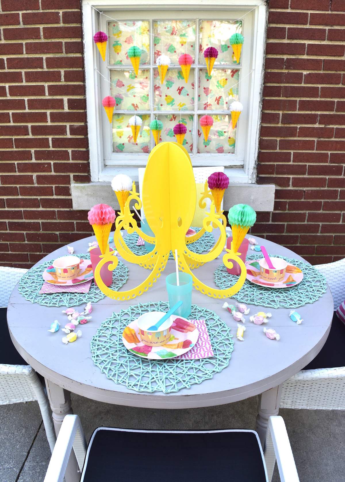 Colorful Ice Cream Sundae Bar - Ice Cream